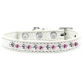 Mirage Pet Products Posh Jeweled Dog CollarWhite with Bright Pink Size 16 682-01 WTBPK16